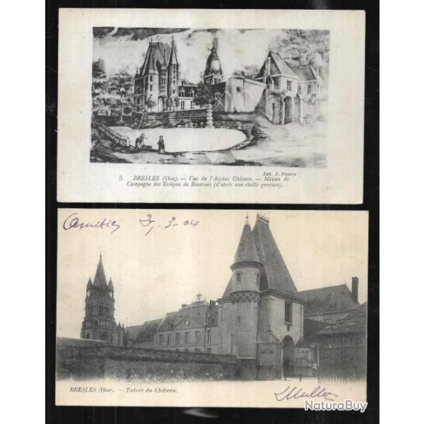 bresles  oise cartes postales anciennes lot de 2 cpa , le chateau des vques de beauvais