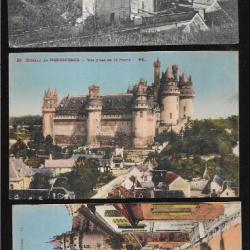 pierrefonds oise cartes postales anciennes lot de 3 cpa , chateau ville