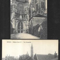 senlis oise cartes postales anciennes lot de 2 cpa , chateau , cathédrale