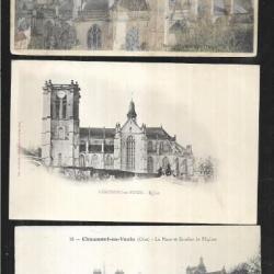 chaumont en vexin  oise cartes postales anciennes lot de 6 cpa , église , place et escalier ,