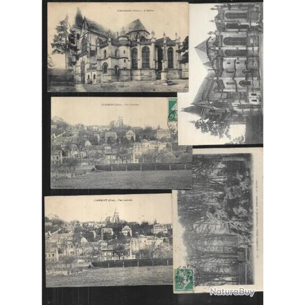 clermont  oise cartes postales anciennes lot de 17 cpa , glise , hotel de ville , hospice,