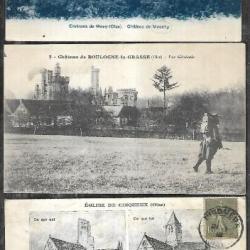 oise cartes postales anciennes lot de 8 cpa , chateau de mouchy, cinqueux, coye