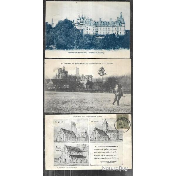 oise cartes postales anciennes lot de 8 cpa , chateau de mouchy, cinqueux, coye