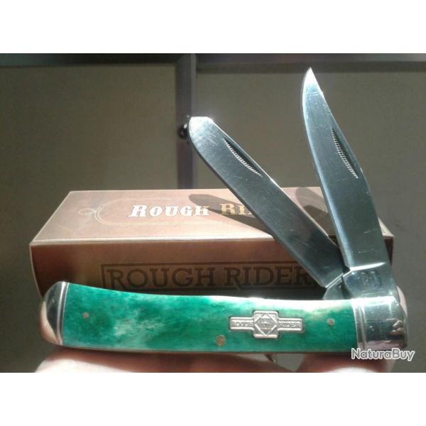 RR1253 Couteau Rough Rider Trapper Series 2 Lames Acier 440 Manche Os