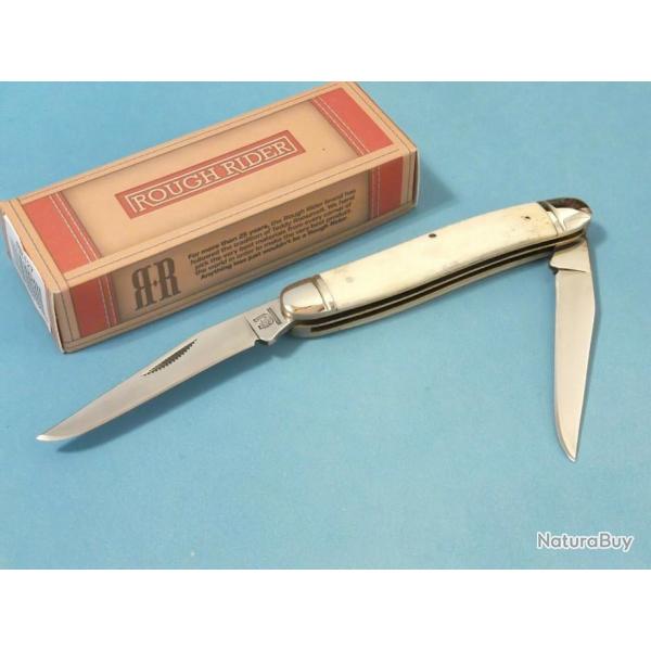 RR127 Couteau Rough Rider Muskrat White Bone 2 Lames Acier 440 Manche Os