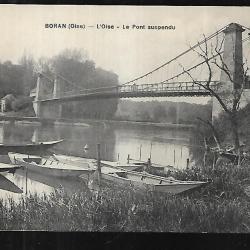 boran sur oise  le pont suspendu  carte postale ancienne