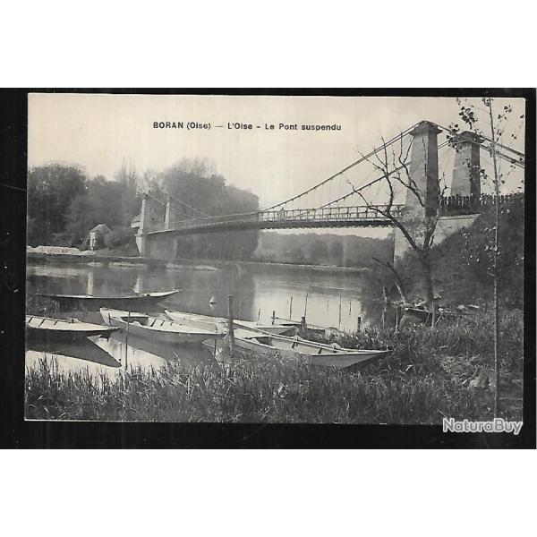 boran sur oise  le pont suspendu  carte postale ancienne