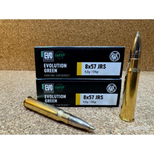 2 BOITES DE MUNITIONS RWS 8 x 57 JRS EVO GREEN 9.0gr