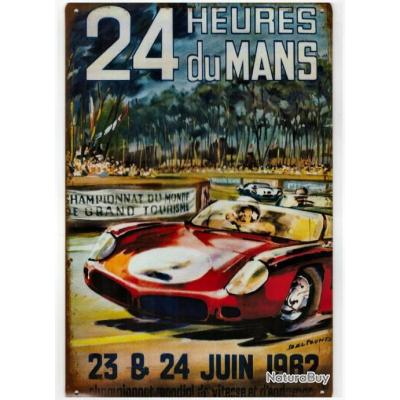 Plaque Publicitaire Tôle émaillée 24 Heures Du Mans - Reproduction - Décor Sport Auto