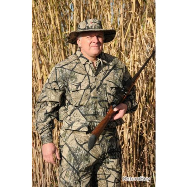 Ensemble veste + pantalon superbe camouflage tigr - 100% coton - chasse arc, approche, safari
