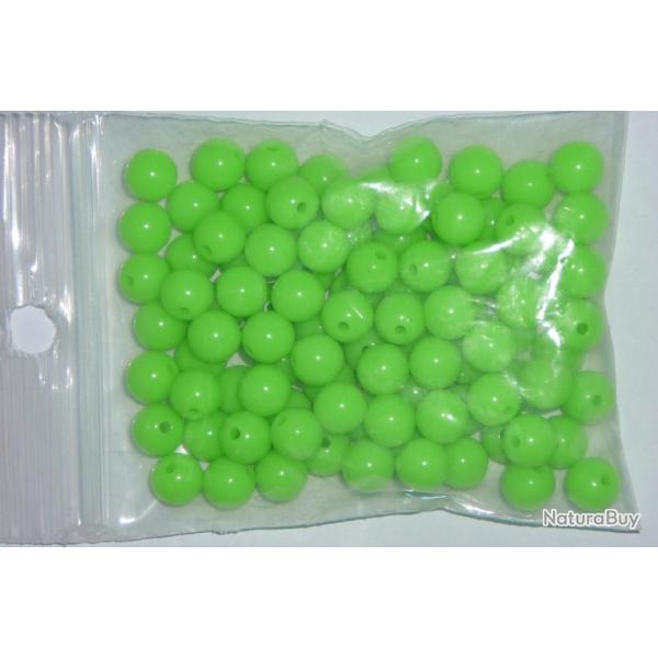 lot de 100  perles verte de 6 mm  pour montage ligne peche en mer
