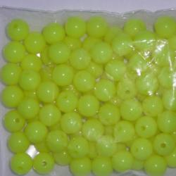 lot de 100  perles jaune de 6 mm  pour montage ligne peche en mer