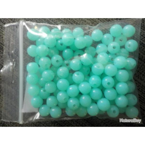 lot de 100  perles bleu de 6 mm  pour montage ligne peche en mer