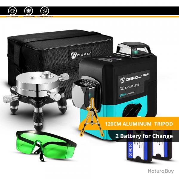 Niveau Laser Rotatif 360 Auto Nivelant 3D 12 Lignes 3D, Modele: LL12-HVG SET2