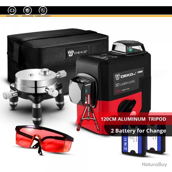 Niveau Laser Rotatif 360 Auto Nivelant 3D 12 Lignes 3D, Modele: LL12-HVR SET2