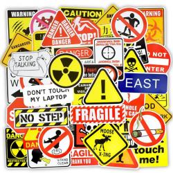 Lot de 50 Stickers Avertissement Danger interdiction Signes NEUF