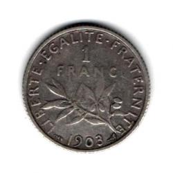 Pièce De Monnaie France 1 franc Semeuse Argent 1903 Rare
