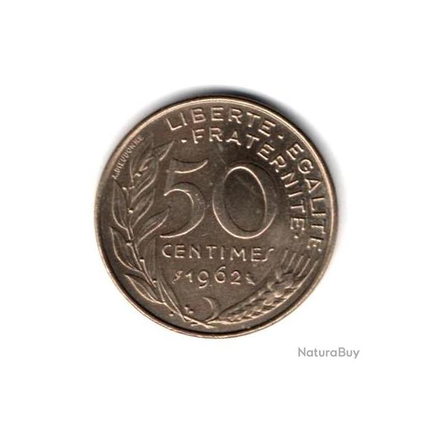 Pice de Monnaie France 50 centimes Marianne, col  4 plis 1962 Paris Rare