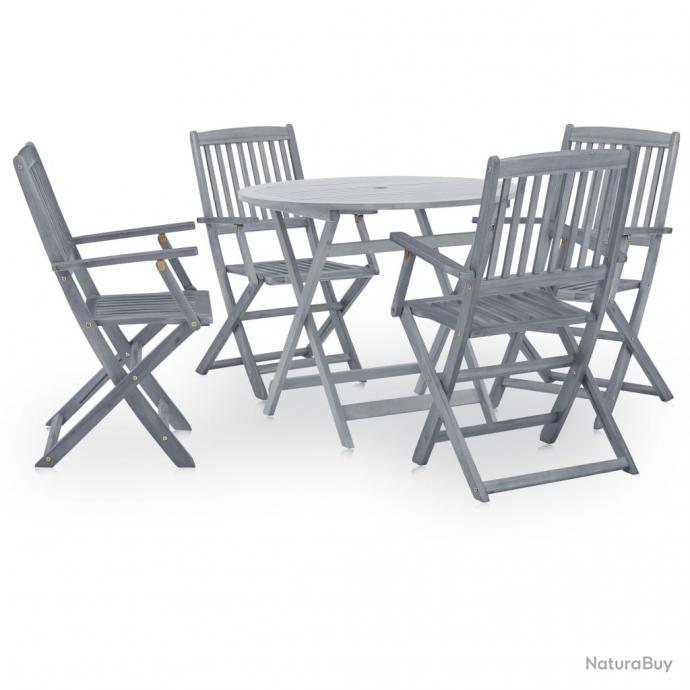 Mobilier à dîner de jardin 5 pcs Bois d'acacia massif Gris Mobilier à dîner de jardin 5 pcs Bois d'acacia massif Gris