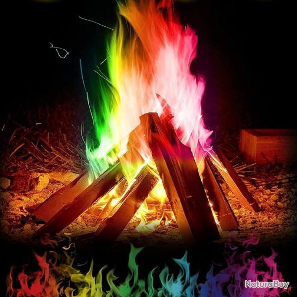 25g Happy Fire Poudre Feu Magique Flammes Colores Pyrotechnie Tour de Magie Camping NEUF