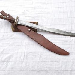 Épée 92 CM Palissandre Scimitar Lame DAMAS 512 COUCHES  avec Etui en Cuir DM500707
