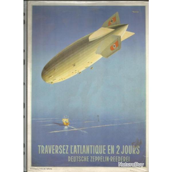Affiche zeppelin hindenburg .lz129. dirigeable.bientot puise