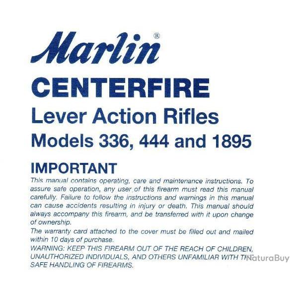 Notice pour carabines MARLIN A LEVIER SOUS GARDE