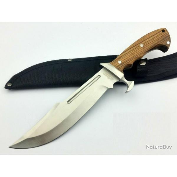 Couteau Bowie Frost Cutlery Alamo Davy Crockett Acier Carbone/Inox Manche Bois Etui Nylon FBKH013WW