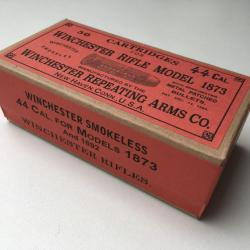 Boite DECO 44 Caliber Winchester Rifle Model 1873 & 1892 rouge r&eacute;plique Rare Metal Patched bullets
