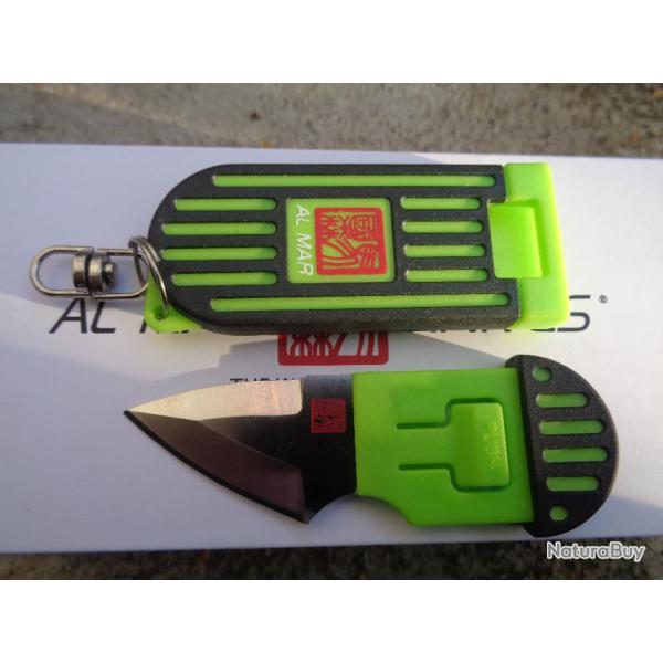 Couteau de Cou Al Mar Stinger Keyring Green Lame Acier D2 Etui PP + TPR AMK1001BKG-zon
