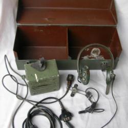 WW2/POSTWAR US LOT HAUT PARLEUR CASQUE MICROPHONE LS166-U CW292-U CAISSE
