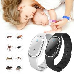 Bracelet LED Ultrasons Anti Moustiques Insectes, Couleur: Blanc