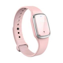 Bracelet LED Ultrasons Anti Moustiques Insectes, Couleur: Rose avec Heure