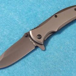 RR1449 Couteau Rough Rider Ti Coated Framelock Lame Acier 440 Manche Acier Clip