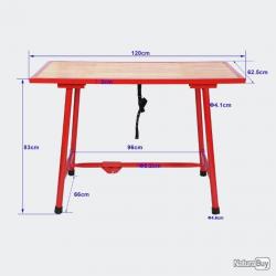 ACTI-Établi / Table d'atelier Pliante 120 x 62,5 cm (brico61063)