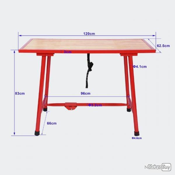 ++ACTI-tabli / Table d'atelier Pliante 120 x 62,5 cm (brico61063)