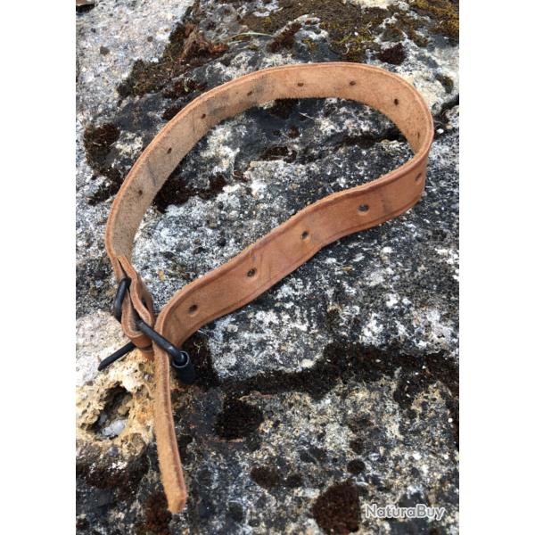Sangle ou courroies en cuir teint MARRON pour sac  dos type BERGAM arme indo FRANAISE