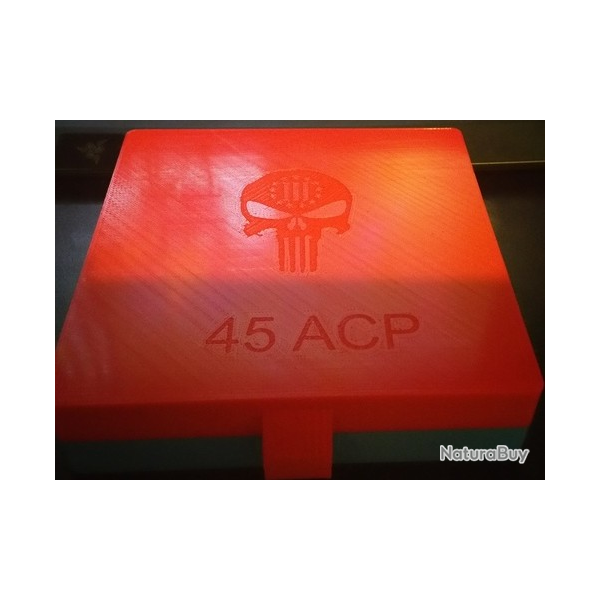 Boite de Rangement par 100 pour 45 ACP avec logo Punisher (l'unit) - I3D
