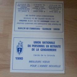 Ancien petit calendrier 1990 de la gendarmerie