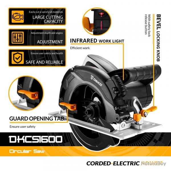 Scie Circulaire Pro 185mm, Modele: DKCS1600