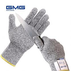 Gants Anti-coupure GMG Gris Noir HPPE EN388 ANSI sécurité bricolage taille L