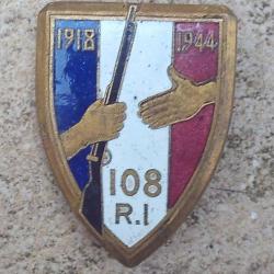 F.F.I, 108° R.I, 1918 - 1944, émail, dos lisse embouti