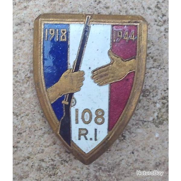 F.F.I, 108 R.I, 1918 - 1944, mail, dos lisse embouti