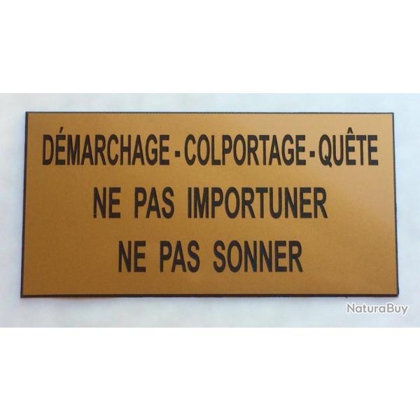 Plaque adhsive "DMARCHAGE-COLPORTAGE-QUTE NE PAS IMPORTUNER-NE PAS SONNER" format 48 x 100 mm