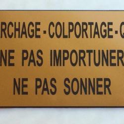 Pancarte "DÉMARCHAGE-COLPORTAGE-QUÊTE NE PAS IMPORTUNER-NE PAS SONNER"  format 75 x 150 mm