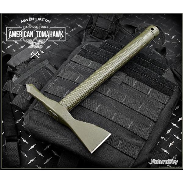 Hachette American Tomahawk Model 1 Od Green Acier Carbone 1060 Etui Kydex Made USA ATC810683