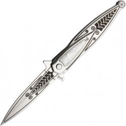 Couteau dague linerlock A/O ouverture assistée avec lame et manche en acier inox ABX18484A07