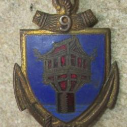 9° Régiment d'Infanterie de Marine, émail, dos guilloché