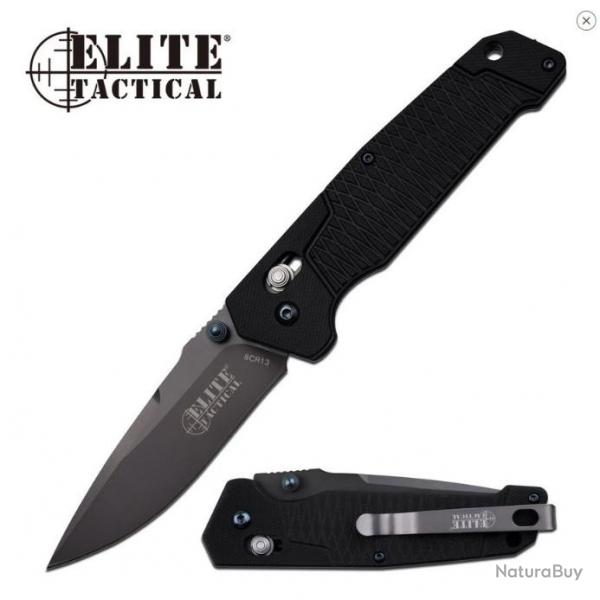 Couteau Elite Tactical Rapid Lock Lame Acier 8Cr13MoV Manche G10 Clip ET1016DBSO