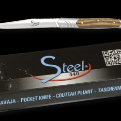 Couteau pliant Steel 440. Bois zebra. Lame 6 cm 19680071